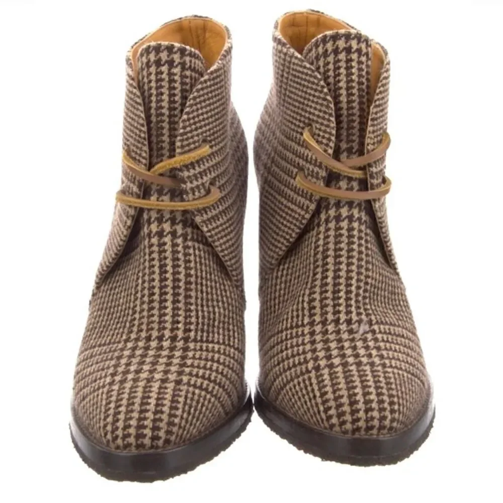 Ralph Lauren Fall 2021 Brown Glen Plaid Wool Flannel Jaylen Bootie